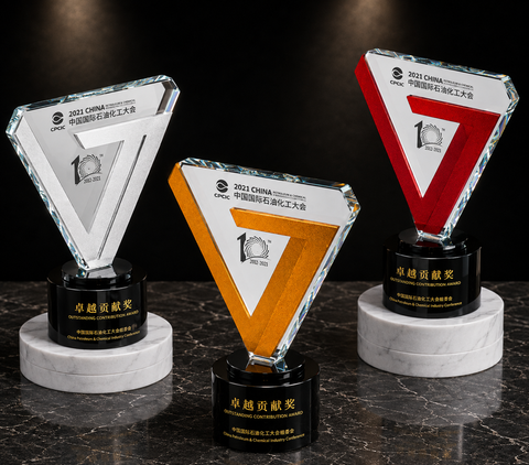 Triangle Frame Acrylic Award Set - custom acrylic awards with your logo